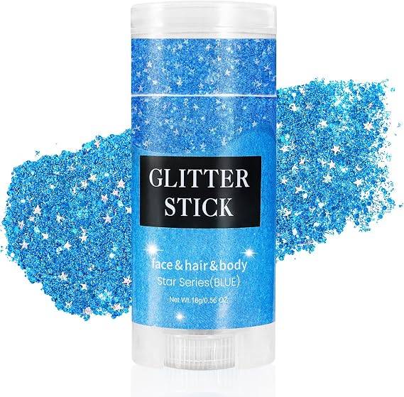 Mysense Blue Body Glitter Stick, 4th of July Face Hair Glitter, Fourth of July Accessories and Outfits for Women, USA Flag Makeup for Independence Day Memorial Day Veterans Day, 0.56oz