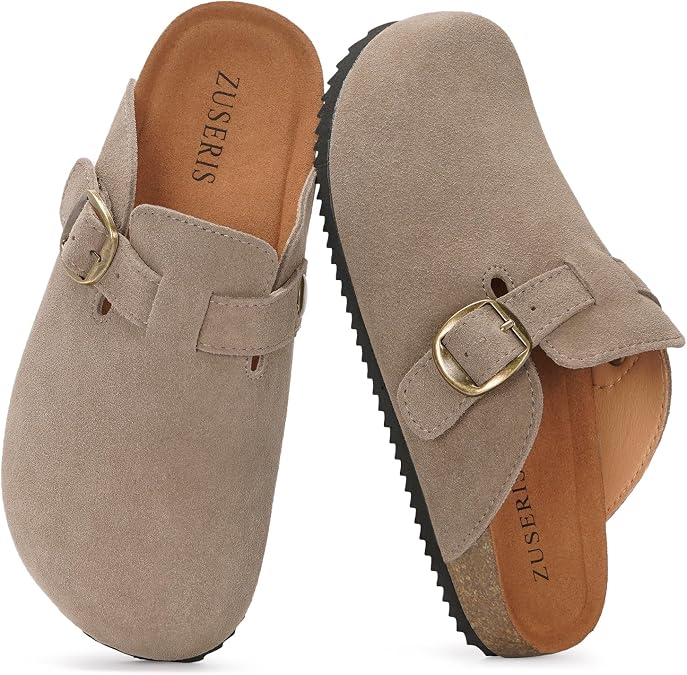 ZUSERIS Kids Suede Clogs Boys Girls Cork Potato Shoes