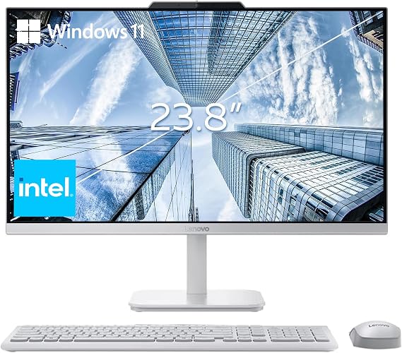 Lenovo 24" FHD All-in-One Desktop Computer for Home & Office, Intel Processor, HDMI, WiFi 6, Bluetooth 5.2, Business AIO, Vent-Hear, Wireless Keyboard & Mouse, Windows 11 (16GB RAM | 512GB SSD)