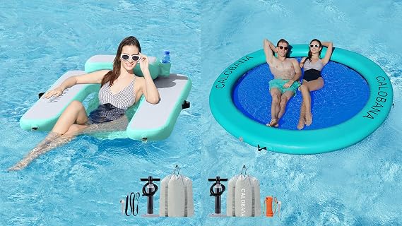 CALOBANA 8ft Inflatable Water Hammock, Inflatable Floating Chair Pool Floats Adult Lounger Float Chair for Swimming Pool