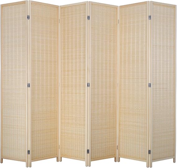 FDW 6-Panel Folding Room Divider | 6ft, Natural | Light & Portable