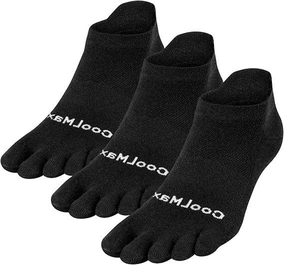 Toe Socks for Men and Women Coolmax Five Finger No Show High Performance Athletic Running 3 Pairs