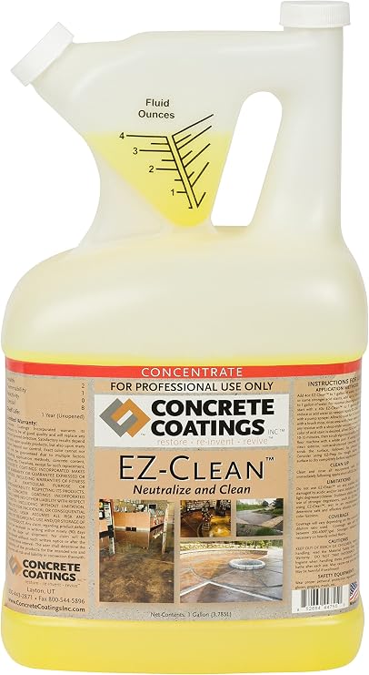 CC Concrete Coatings EZ-Clean - Concrete Acid Stain Neutralizer, Degreaser, Light Cleaner | Easy to Use Concentrated Formula | 1 Gallon Container | Makes up to 32 Gallons