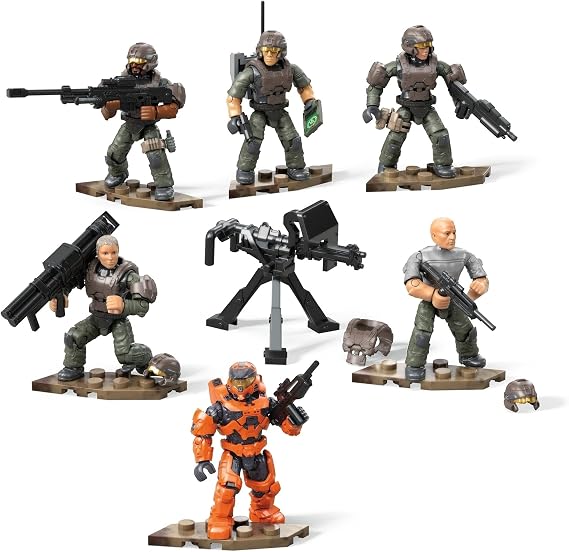 Mega Construx Halo UNSC Marine Platoon Pack Construction Set, Building Toys for Kids , Brown