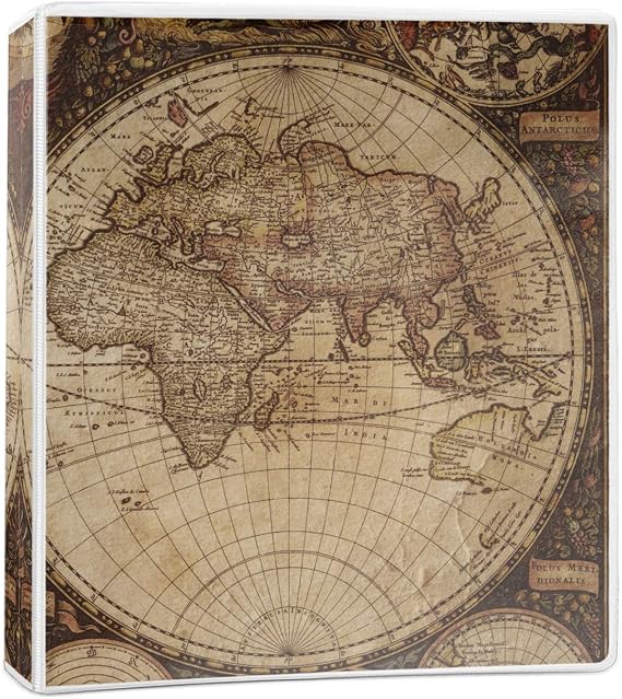 Vintage World Map 3-Ring Binder - 1 inch