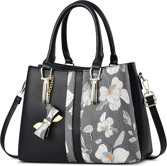 Womens Handbag Ladies Handbag PU Leather Floral Print Shoulder Bag