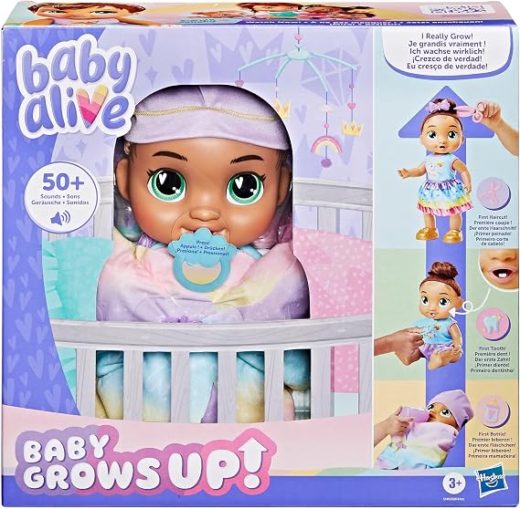 Baby Alive Baby Grows Up, Sophia Sparkle, Milestones and Baby's First Tooth, Interactive Doll for Girls and Boys Ages 3+