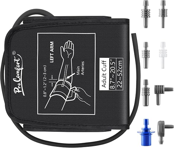 Pro Comfort Extra Large Blood Pressure Cuff 8.7-20.5" (22-52 CM),Compatible with Most Automatic Blood Pressure Monitors, XL BP Replacement Cuffs for Adult Big ARM, with 8 Connectors