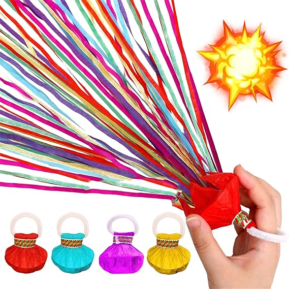 10 Pack Hand Throw Streamers Party Poppers, Colorful Streamers Party Decorations, 30 Colors Rainbow No Mess Crepe Paper Streamer Confetti Cannons For New Years Birthday Wedding Carnival Celebrations