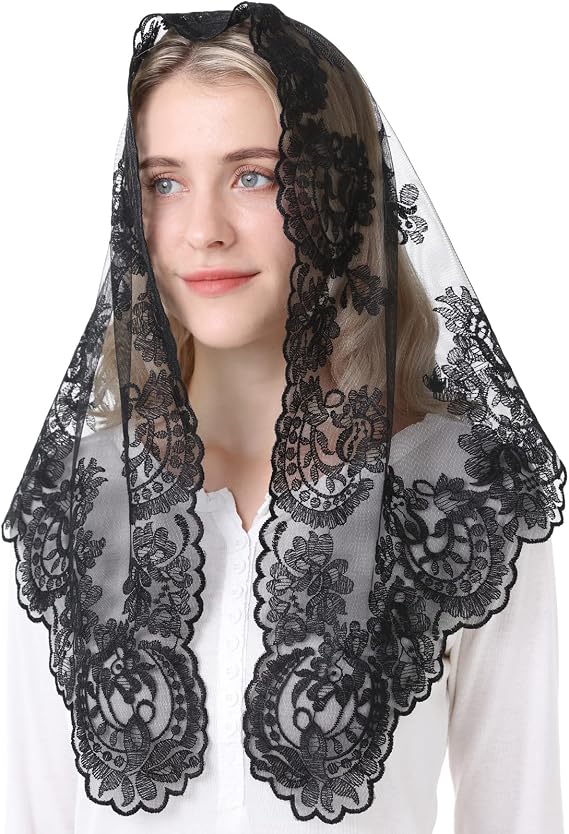 Spanish Style Mantilla Catholic Chapel Veil for Women - Latin Mass Head Covering