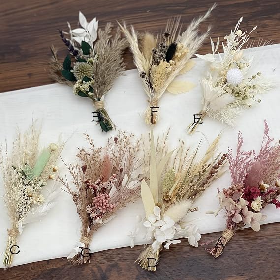 Mini Dried Flower Bouquet | Small Milk Bottle Arrangement | Table Decoration | letterbox Gift | Pampas | Bunny Tails | Boho Cake Flowers (Style F)