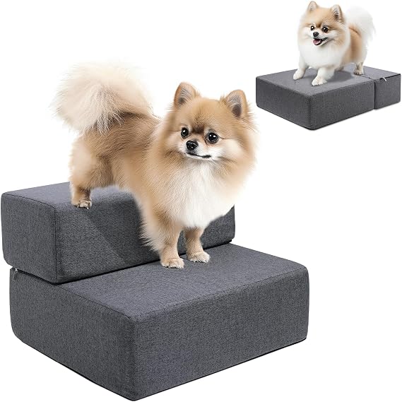 Dog Stairs for Small Dogs 12" H,2-Step Dog Steps for Bed & Couch