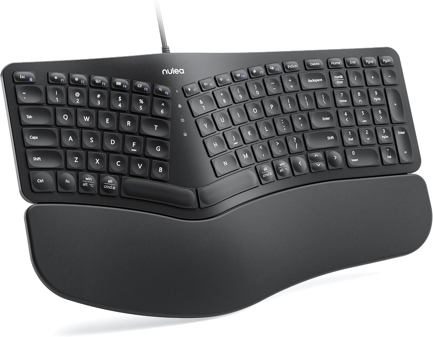 Nulea RT05C Wired Ergonomic Keyboard, Split Keyboard with Cushioned Wrist Rest, Adjustable Tilt Legs, Plug and Play, USB Corded, Compatible with WindowsMac