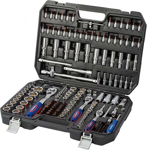 WORKPRO Socket Wrench Set, Garage Tool Set, Drive Angle: 6.35 mm 1/4 in, 9.5 mm 3/8 in, 12.7 mm 1/2 in, 172-Piece Set, Ratchet Wrench, Automotive Repair, Car Maintenance, Work Set, Tools, Tool