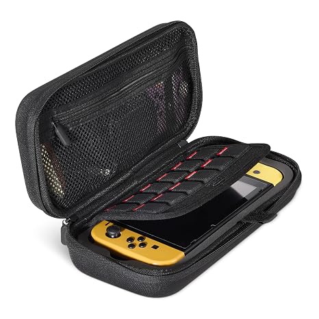 Amazon Basics Universal Nintendo Switch Case with 12 Game Card Slots, Fits Switch OLED and Switch 2, Black, 1-Pack
