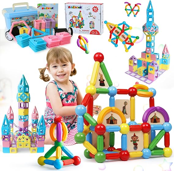 MAGBLOCK Magnetic Building Blocks Set Magnet Sticks Toys for 3 4 5 6 7 8+ Year Old, Magnetic Toys for Toddlers Boys and Girls 3-5