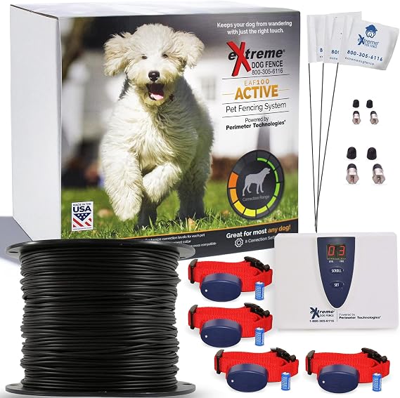 Underground Electric Dog Fence Kit, Standard, 4-Dog, 1000 ft, DIY Install