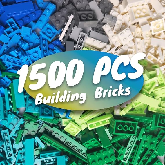 HUIZDQ 1500 Pieces Building Bricks, Classic Bulk Small Blocks, Classic Building Bricks Set Basic Building Blocks Compatible with All Major Brands(Boy Colour) | Classic Bricks Set Basic Building Blocks Compatible with All Major Brands, Classic Bulk Small Blocks