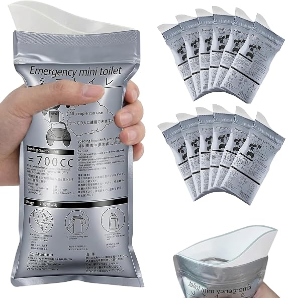 12PCS Disposable Urine Bags,700ML Pee Bags,Mobile Emergency Toilet in Car,Travel Outdoor Urinal Toilet for Camping Toilets,Traffic Jam,Vomit Bags,Portable Toilets for Men Women Kids Patient and Pregna