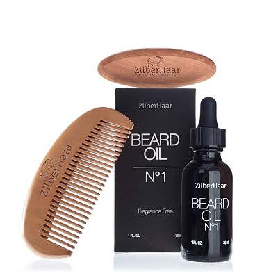 ZilberHaar Beard Care Travel Bundle, Beard Oil  Pocket Beard Brush with Soft Bristles Bundle