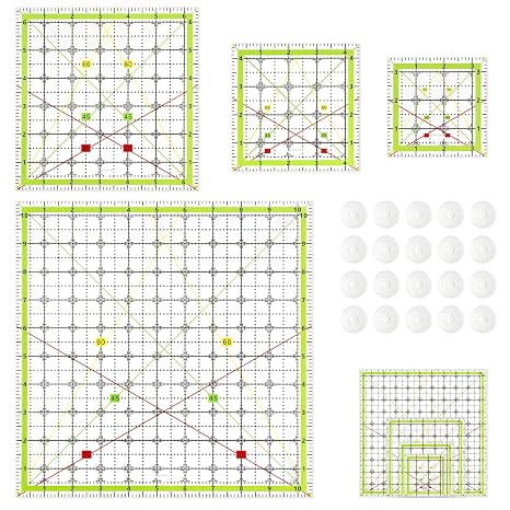 Aixoom Quilting Ruler Set, Square Quilting Templates 3.5/4.5/6.5/10.5"