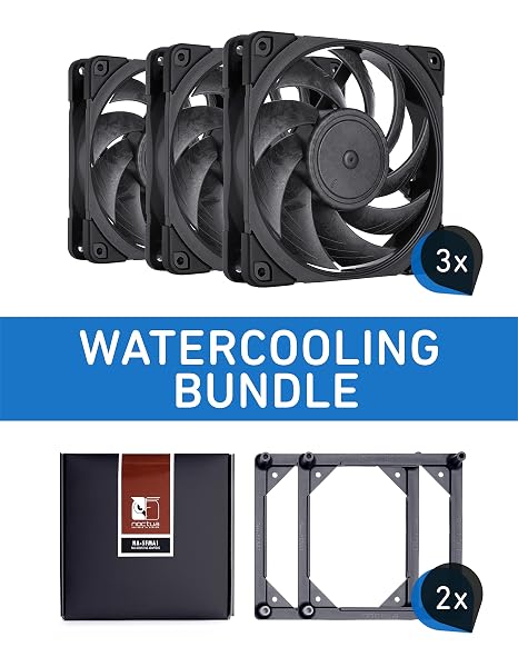 Noctua Bundle: 3X NF-A12x25 PWM chromax.Black.swap, Premium Quiet Fan, 4-Pin (120mm, Brown) + 2X NA-SFMA1, Fan Mounting Adaptors (4 Pieces, Black)