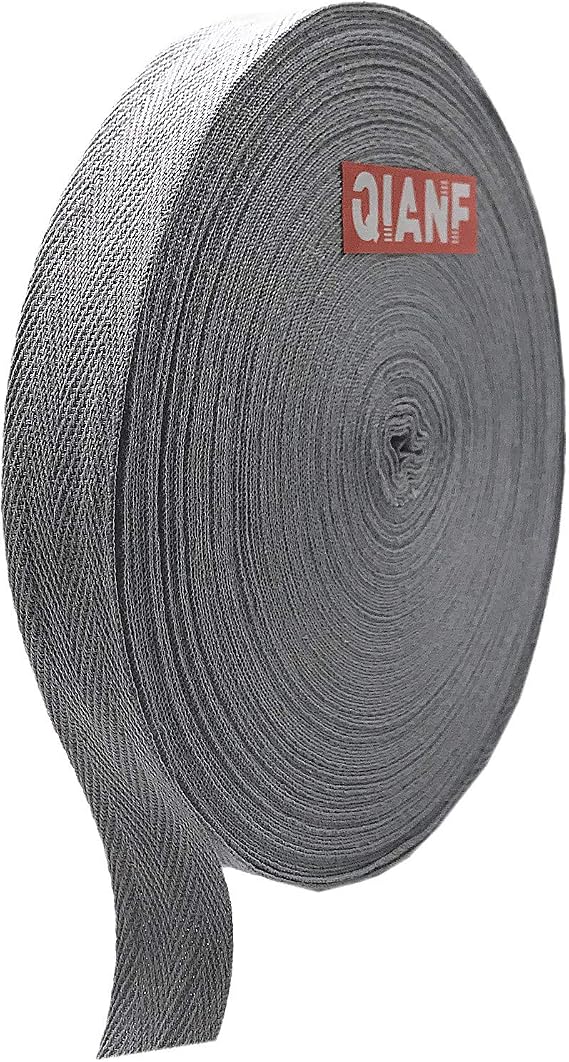QIANF Multiple Color Twill Tape Ribbon 3/8" Wide 40 Yards Roll Webbing Herringbone Tape for Clothes Sewing Craft, Gray