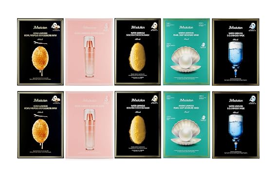 JM solution Best 5 Combo Mask Sheet Pack of 10, Aurora, Cocoon, SOS, Marine, Propolis, JMSOLUTION