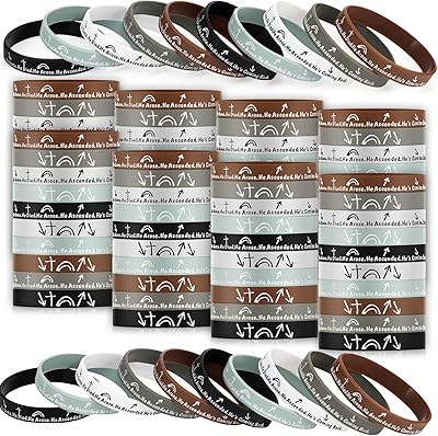 ShinyRelief Christian Easter Church Gift Bulk Bracelet Father Silicone Bracelets He Came Died Arose Ascended Coming Back Wristbands Witness Gospel Message Jesus Wristbands for Men Women