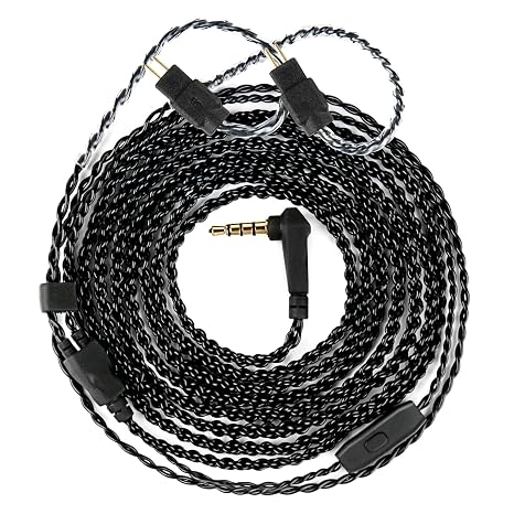 2M 2pin IEM Cable,2-Meter Long Earbud Cords with Silver-Plated Headphone Extension Cable Compatible with Moondrop CHU II,for Truthear Hexa/Zero/Pure,KZ ZST/ZST-X/AS10 (Black, 2PIN 3.5MM with Mic)