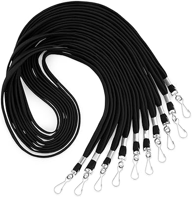 MIFFLIN-USA Bulk Flat Lanyards for ID Badges Black, 36 Inch, 100 Pack, Comfortable Neck Straps