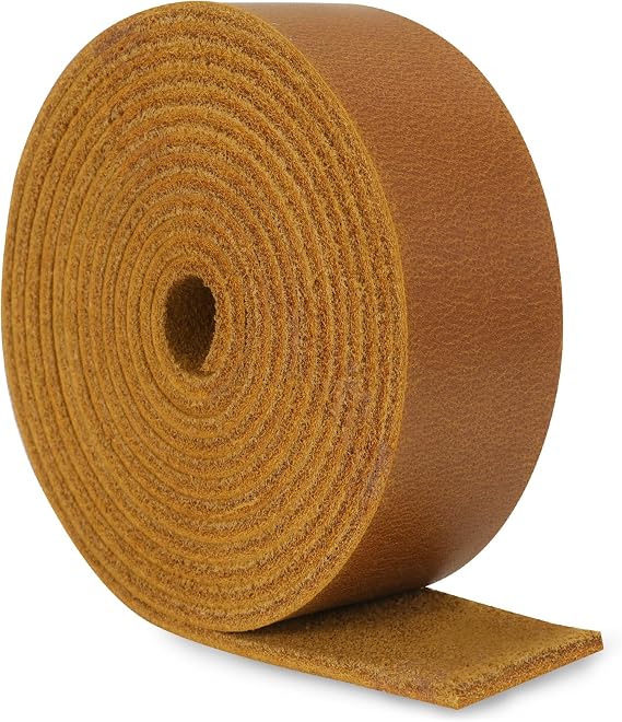 Jack&Chris 72.5 Inches Long Leather Straps for Crafts, 1 Inch Wide Leather Strips, Full Grain Leathers for DIY Arts & Craft Projects, Ropes, Light Brown