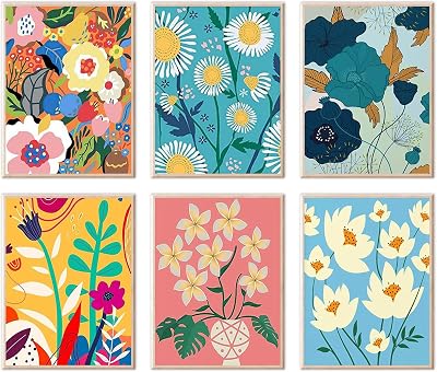 HITO 6 Pack Paint by Number for Adults-Paint by Numbers Kit for Adults Flowers, Floral Easy Painting by Number Perfect for Gift Home Wall Decor 6 Pack, 8x12 inch