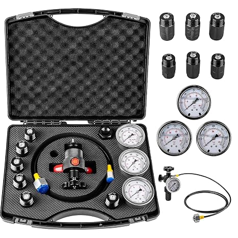 Hydraulic Accumulator Charging and Testing Kit with Gauges and Couplings for Industrial Pressure Systems