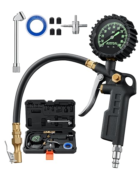 AstroAI Tire Pressure Gauge with Inflator, 100 PSI-ANSI B40.1 Accuracy