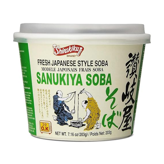 Shirakiku Ready-to-Eat Japanese Soba Noodles with Bonito Broth, Authentic Traditional Flavor, Ready in minutes, Microwavable Bowl Noodles for Quick Instant Meal, 7.16 oz