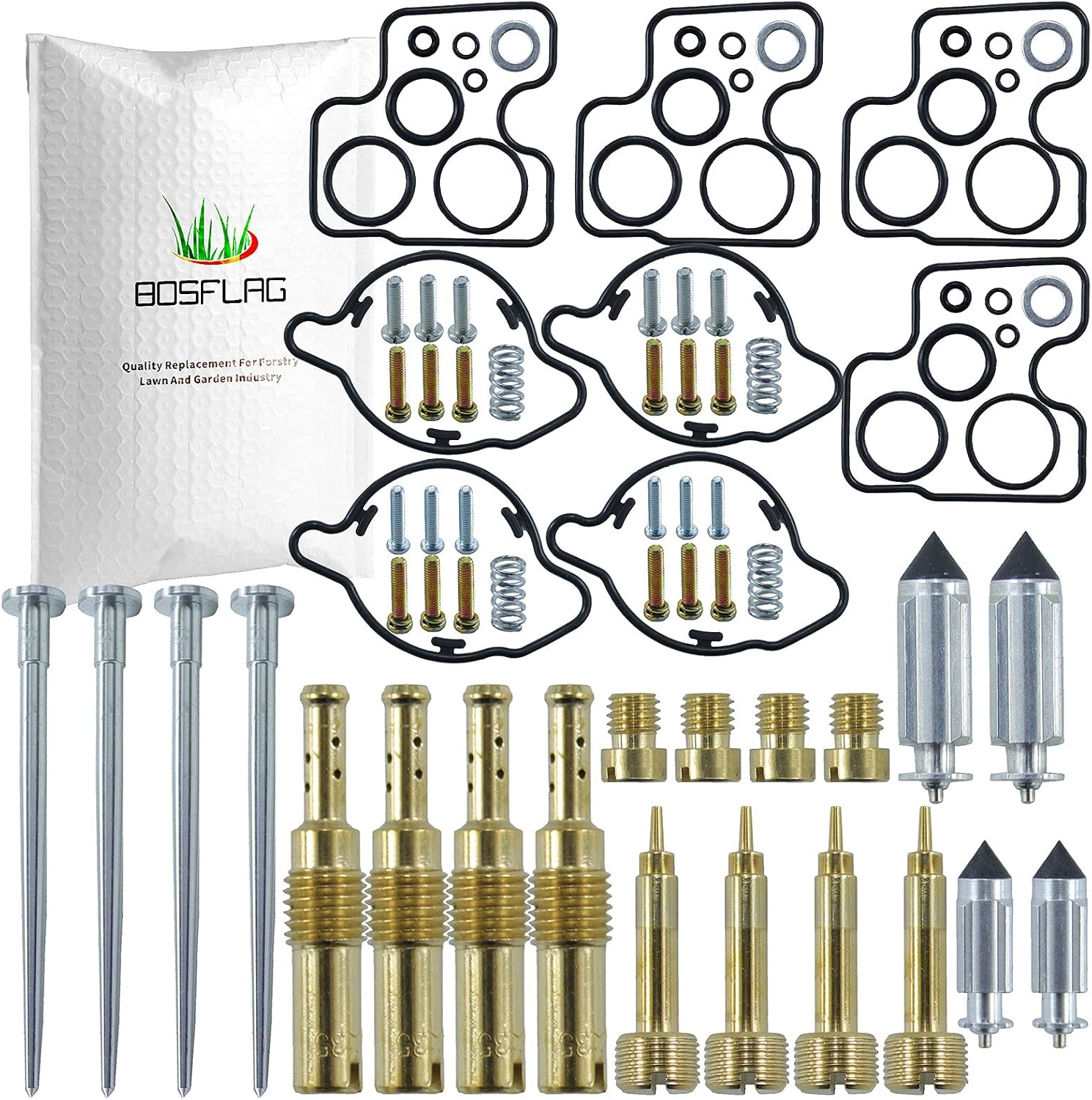 4 Pack VF750 Carburetor Rebuild Kit for Honda MAGNA 750 VF700C, VF700F, VF700S, VF750C, VF750CD, VF750CX, VF750F, VF750S, VFR750F 1994-2003