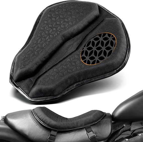 PBYMT Motorcycle Seat Cushion, Universal Motorcycle Gel Seat Pad, Large 3D-Honeycomb Structure Shake Rider Cushion TPE Shock Absorption and Breathable for Long Rides