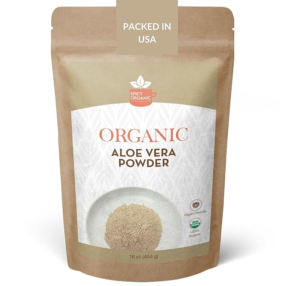 Organic Aloe Vera Powder for Skin & Hair 4 oz. - Aloe Barbadensis - Nourishing Face Mask for Natural Beauty, USDA Certified Organic & Non-GMO