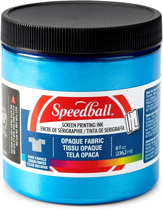 Speedball 004802 Opaque Fabric Screen Printing Ink, 8 fl. oz., Blue Topaz