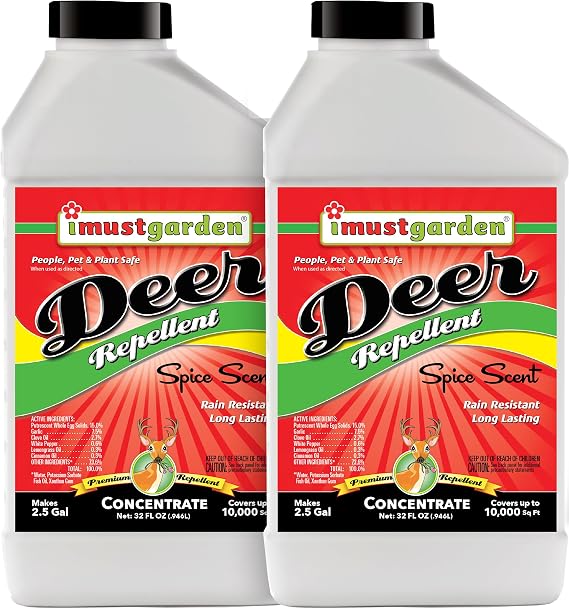 I Must Garden Deer Repellent Concentrate [2 Pack] - Natural Spice Scent - Two 32oz Bottles
