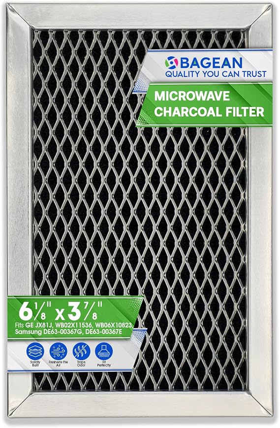 Microwave Charcoal Filter 6.15 x 3.95 for JX81J WB02X11536 WB06X10823 GE Microwave Filter Replacement - Vent Carbon Filter Freshens and Filters Kitchen Air in Over-The-Range Oven Stove Fan