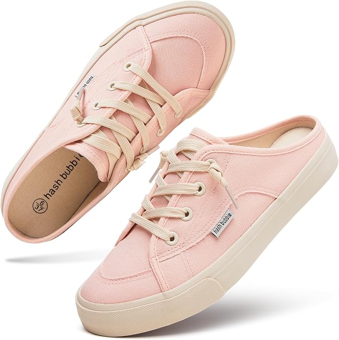 hash bubbie Women's Mules Slip on Sneakers Canvas Tennis Shoes