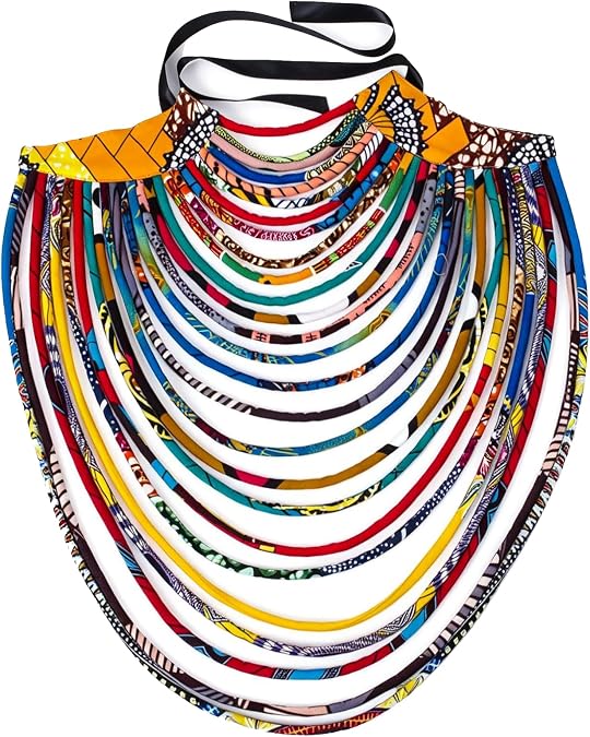 BAZINRICHE Women's Handmade Necklaces Ankara Kente Necklace Long Multi Strand African Wax Collar
