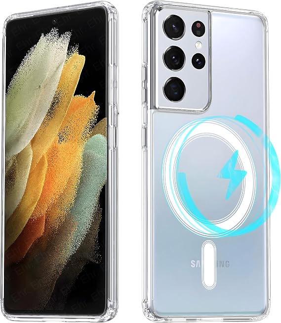 Ehr. Transparent Case with Magsafe Wireless Charging Feature with Samsung Galaxy S21 Ultra Compatible Camera Protection (Transparent, Samsung Galaxy S21 Ultra)