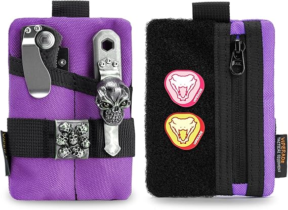 VIPERADE VE15 Small EDC Pouch, Pocket Organizer, EDC Pocket Pouch with DIY Patches Area, EDC Pocket Organizer Wallet for Cards, Small Tool Pouch for EDC Gears