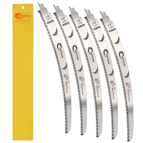 Japanese Teeth Wood Pruning Reciprocating Saw Blades, 15 Inch, 6 TPI, Arc Edge Wood Pruning Saw Blades for Tree Trimming, for Sawzall Blades for Trees (5 Blades)