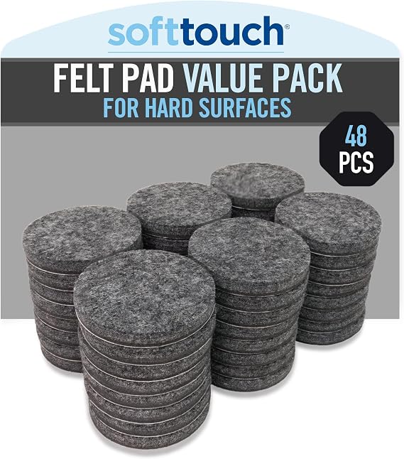 SoftTouch 1-1/2" Round Reusable Felt Furniture Sliders for Hard Surfaces, Noise-Reducing Adhesive Furniture Moving Pads for Beds, Sofas,