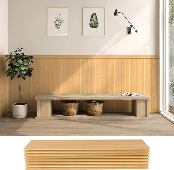 Wainscoting Panels, PS Beadboard Wall Panel Kit(Light Oak Grain)