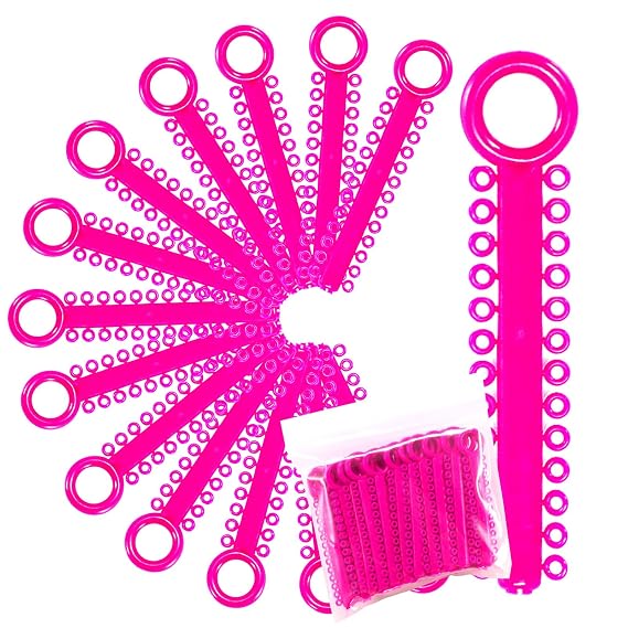 LA MIERE 1040 Power Sticks Ligature Ties Orthodontic Ligature O-Ties, Elastic Ligature Bands, Elastic ties O-Rings Elastic Bands for Braces 26 ties on each stick (Neon Pink)